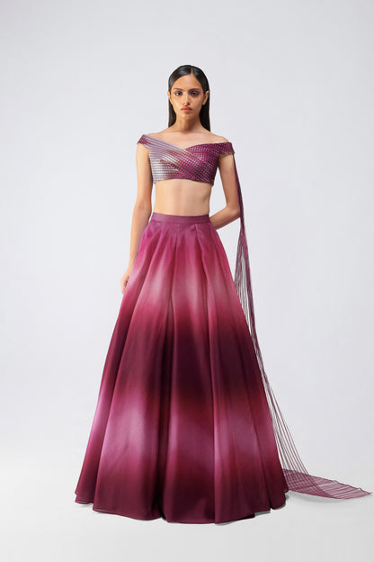 Metallic Glitch Top And Skirt