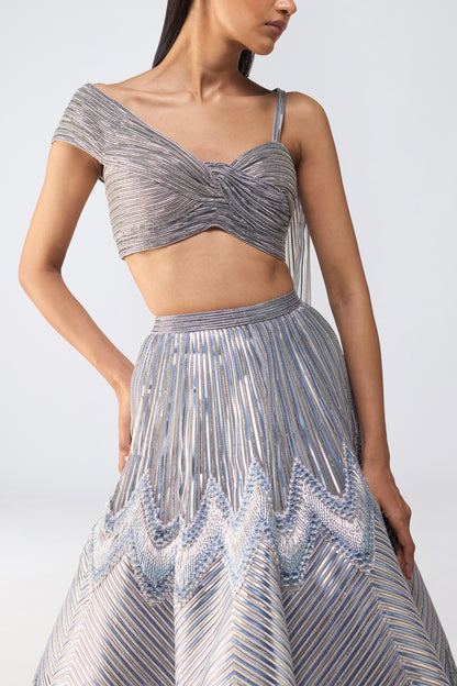 Metallic Top And Scale Skirt