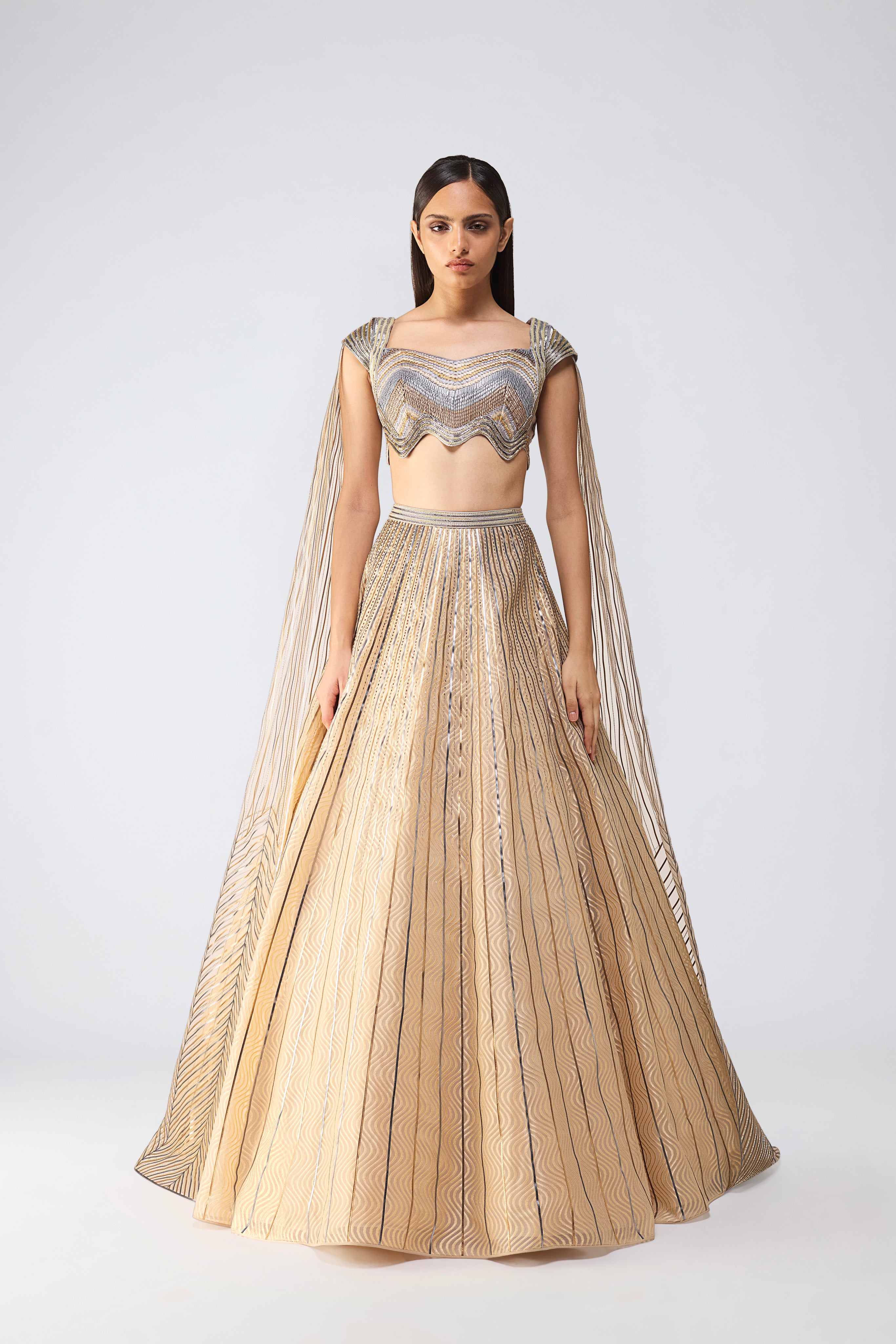 Metallic Scale Top With Wave Skirt