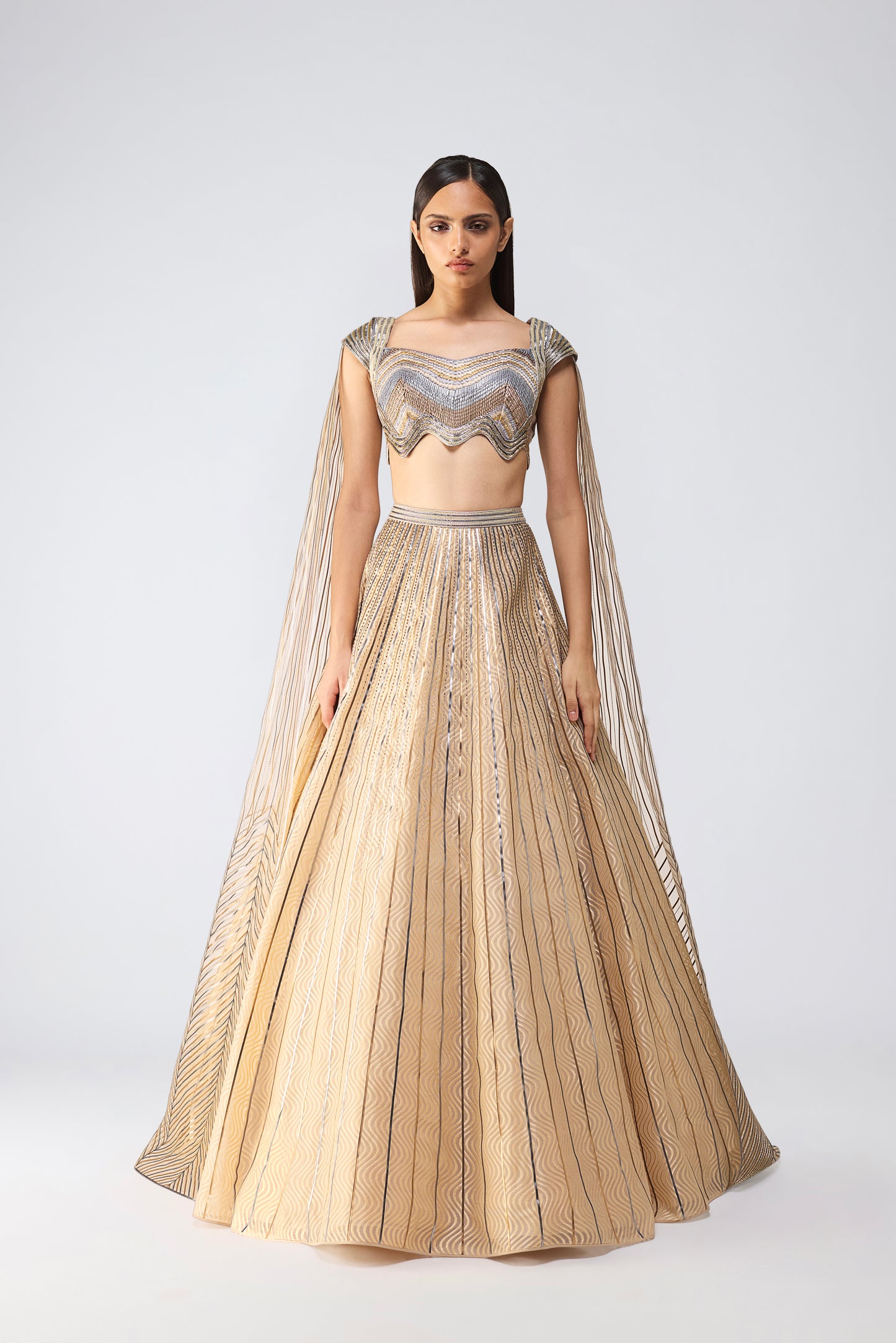 Metallic Scale Top With Wave Skirt
