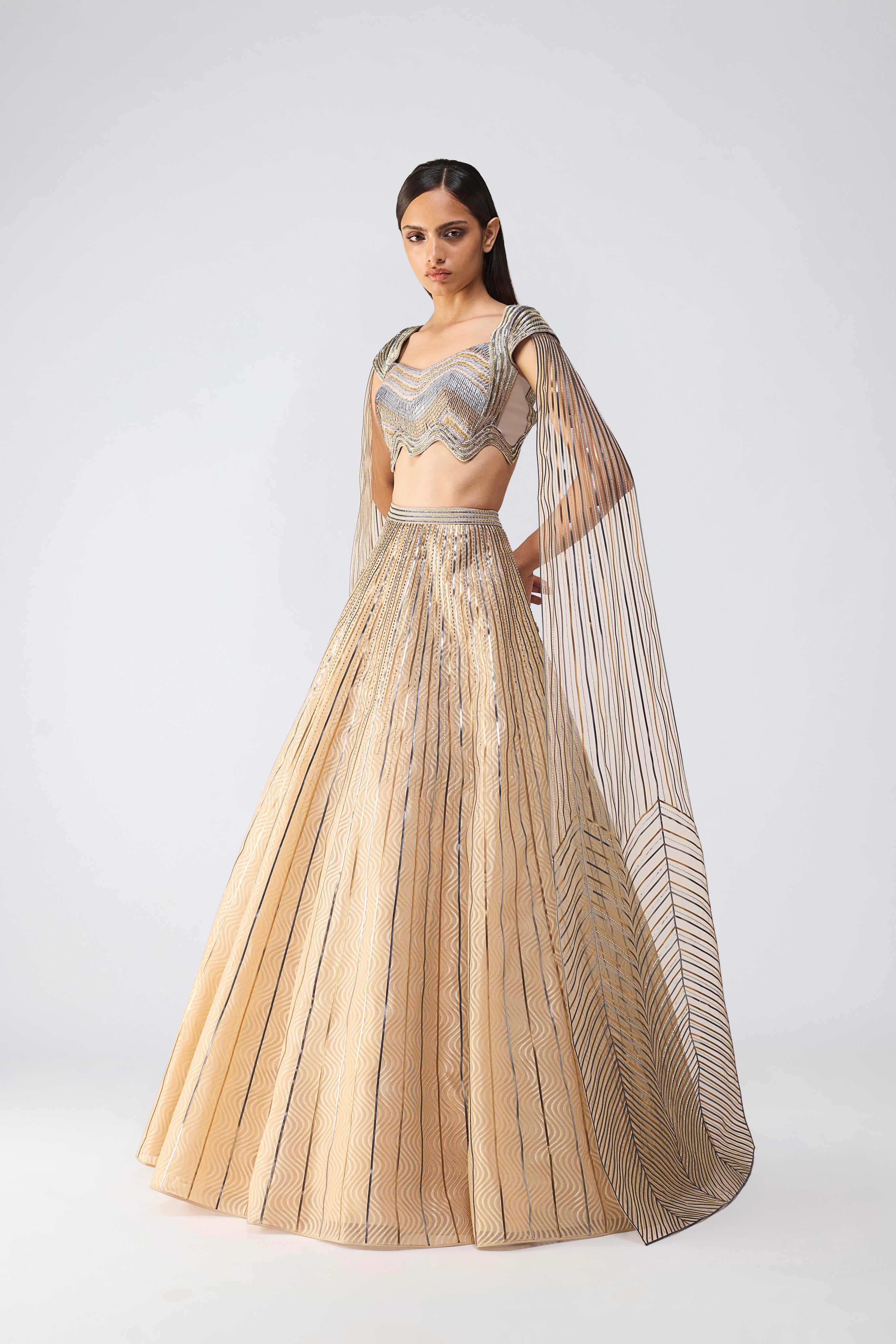 Metallic Scale Top With Wave Skirt