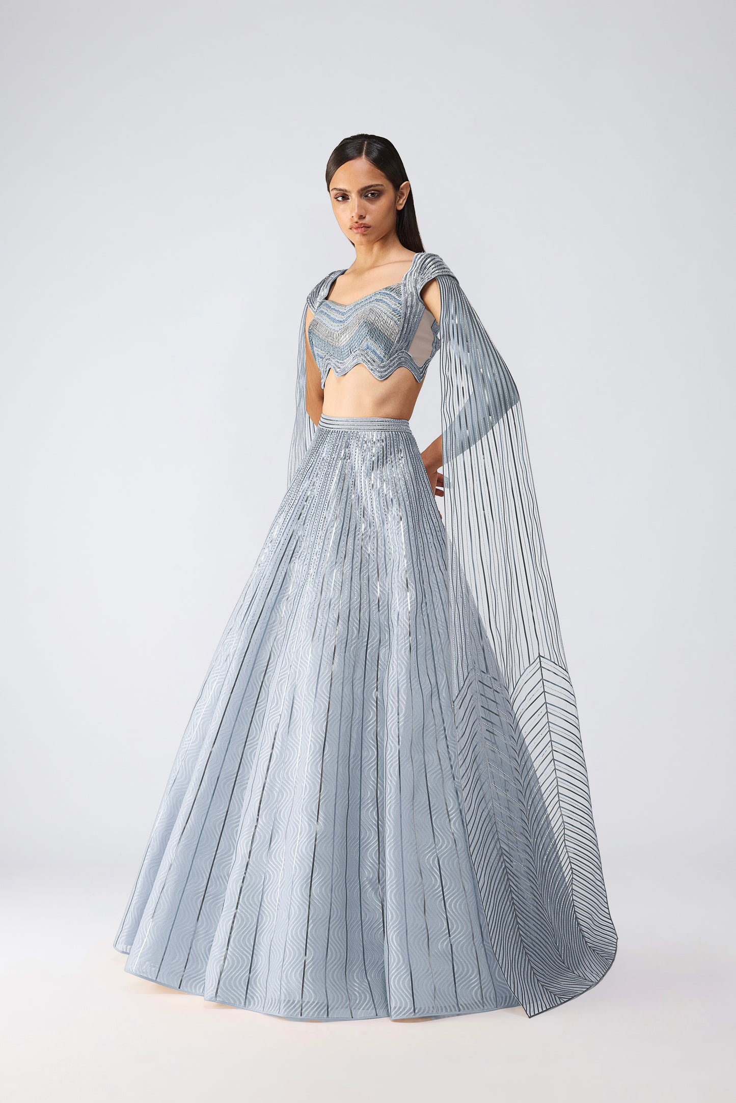 Metallic Scale Top With Wave Skirt