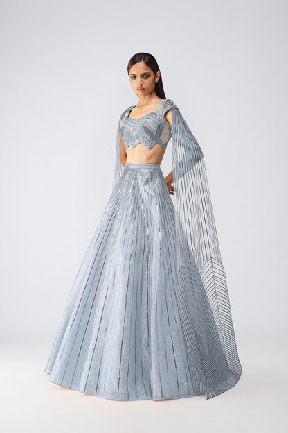 Metallic Scale Top With Wave Skirt