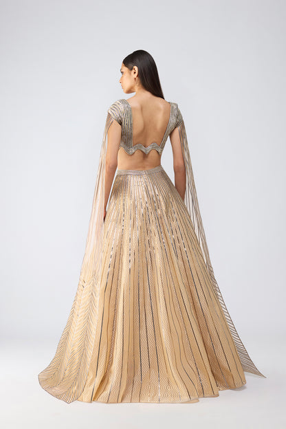 Metallic Scale Top With Wave Skirt