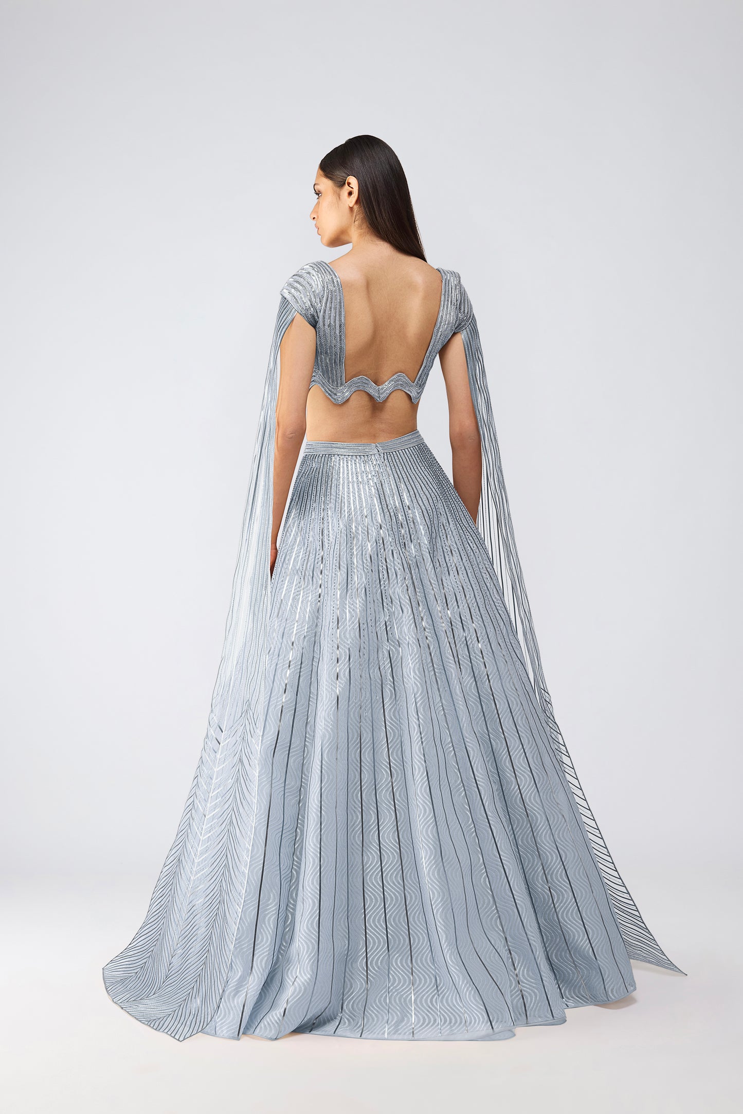 Metallic Scale Top With Wave Skirt
