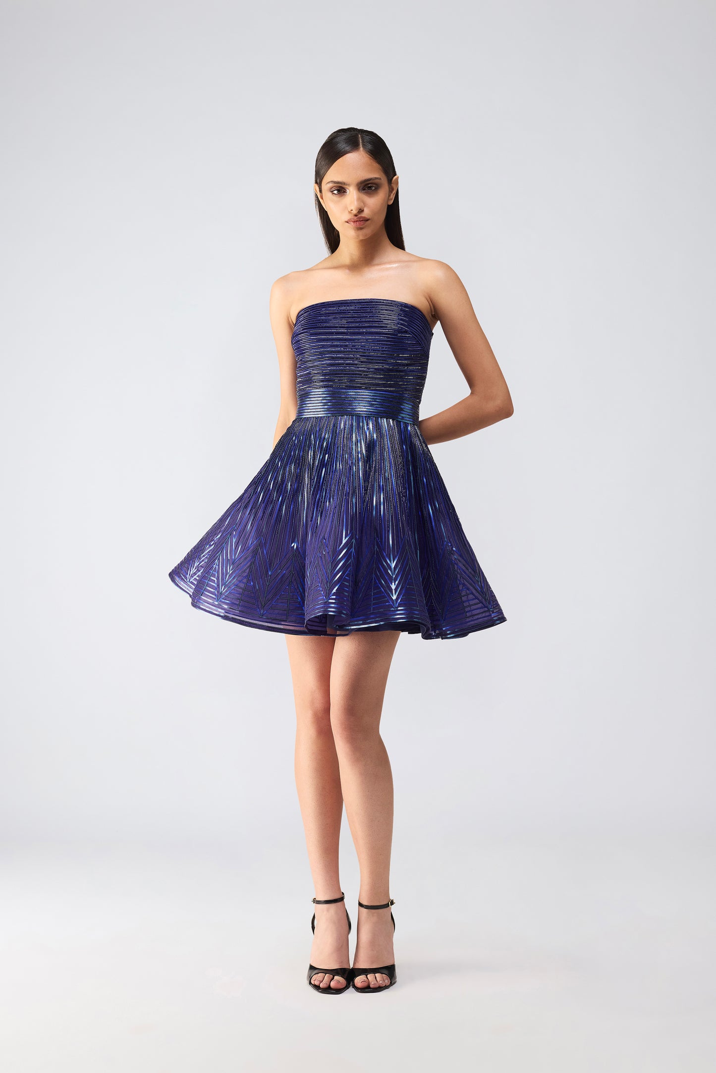 metallic skater dresses Ivy Blue & Gold Metallic Skater Dress Girl In Mind