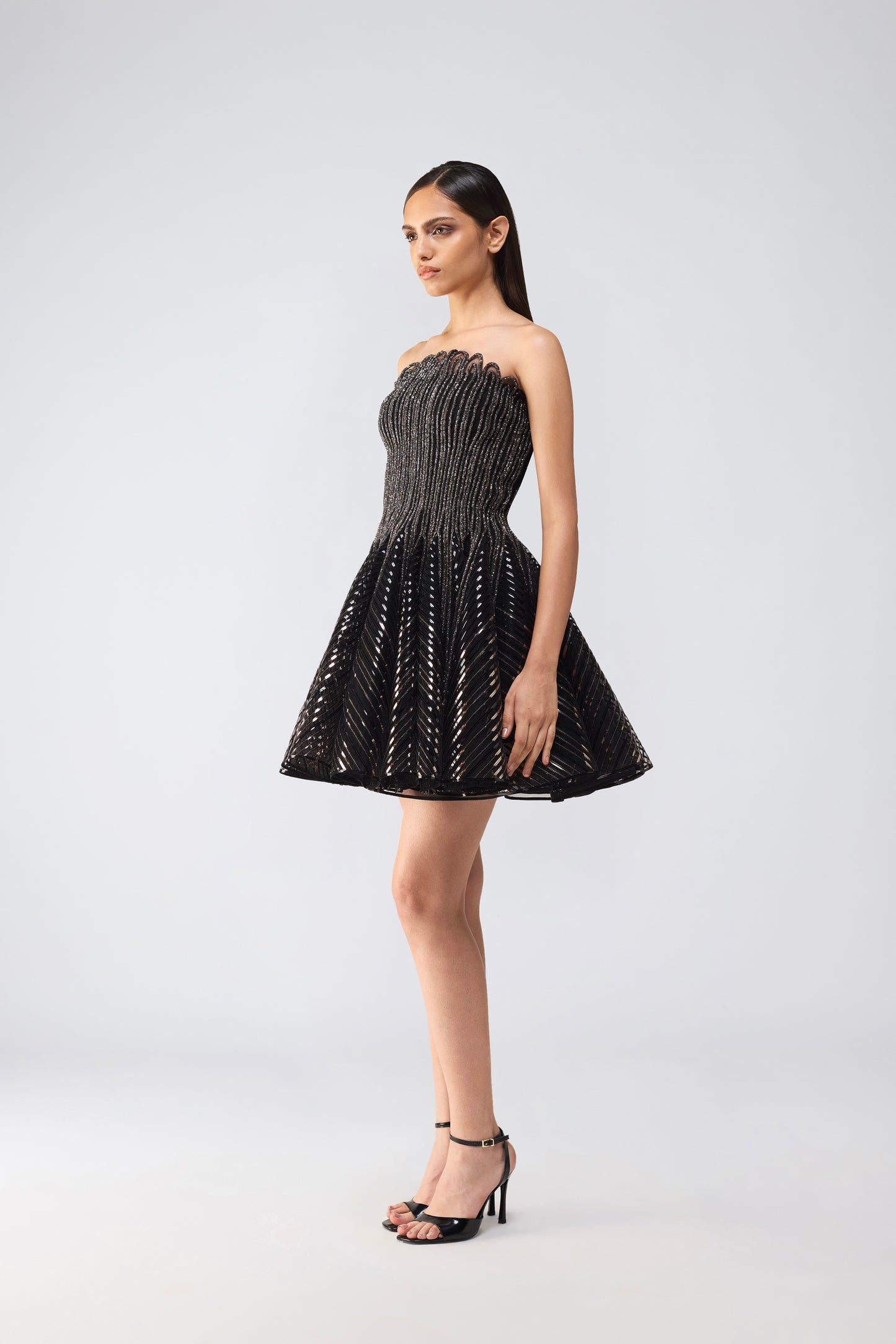 Metallic Skater Dress