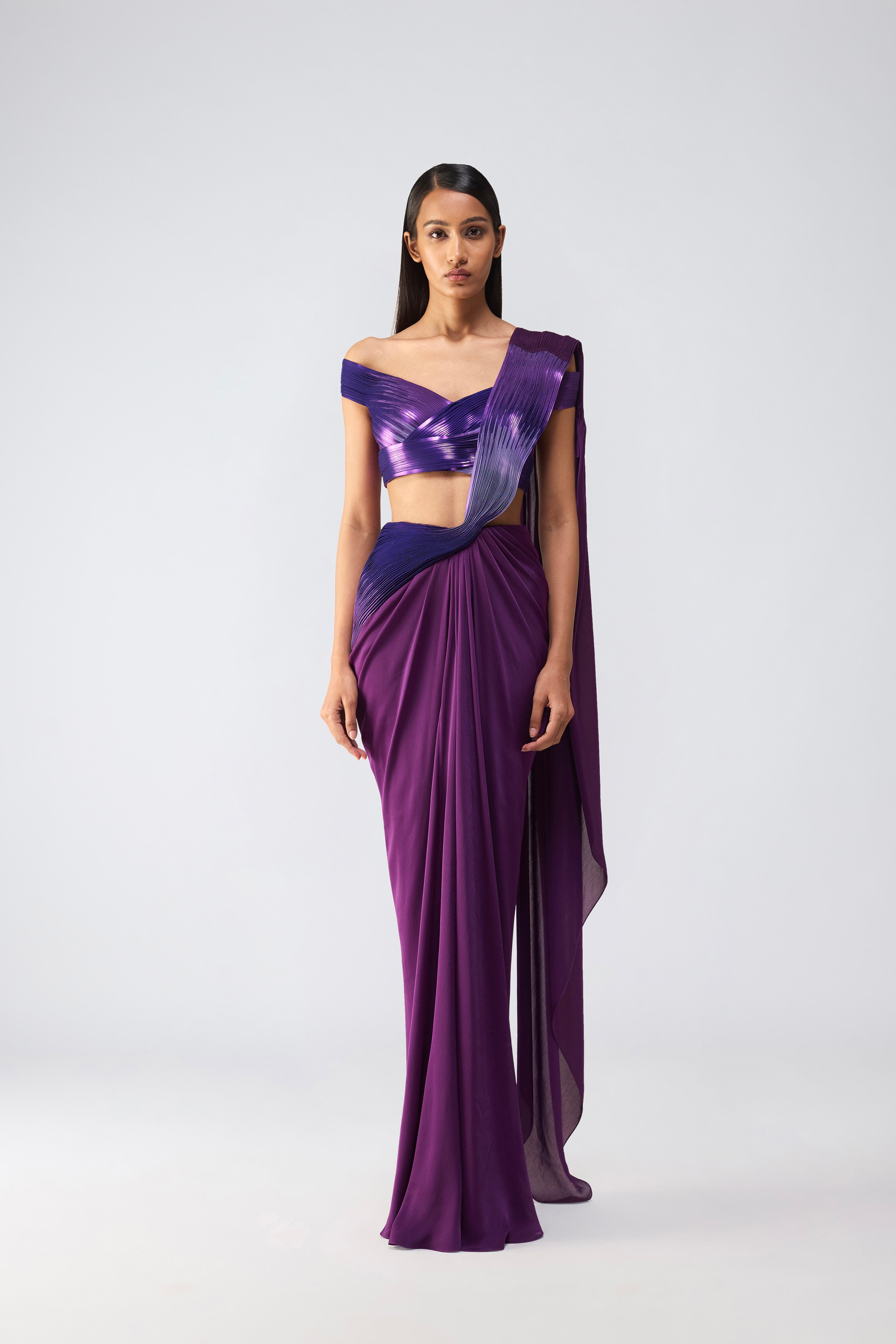 Metallic Glitch Saree