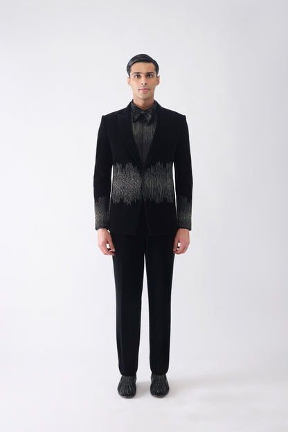 Corded Tuxedo Set with Glass Bead Embroidery