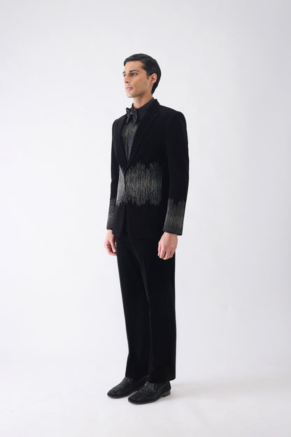 Corded Tuxedo Set with Glass Bead Embroidery