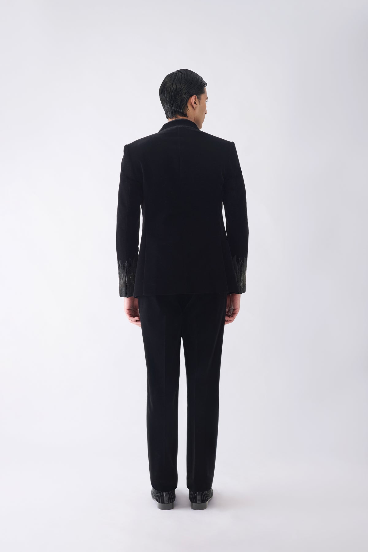 Corded Tuxedo Set with Glass Bead Embroidery