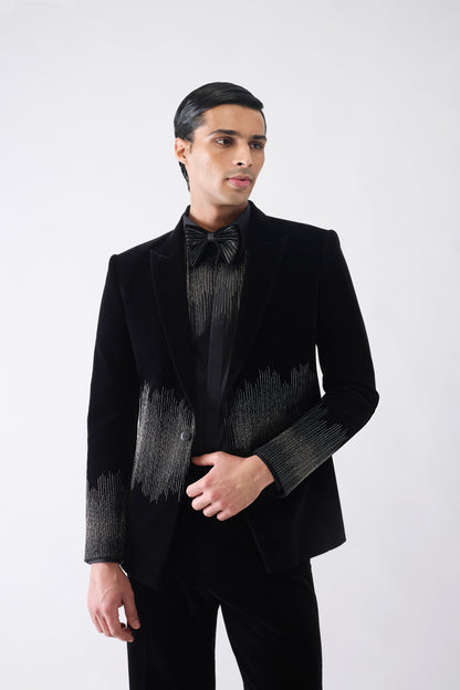 Corded Tuxedo Set with Glass Bead Embroidery