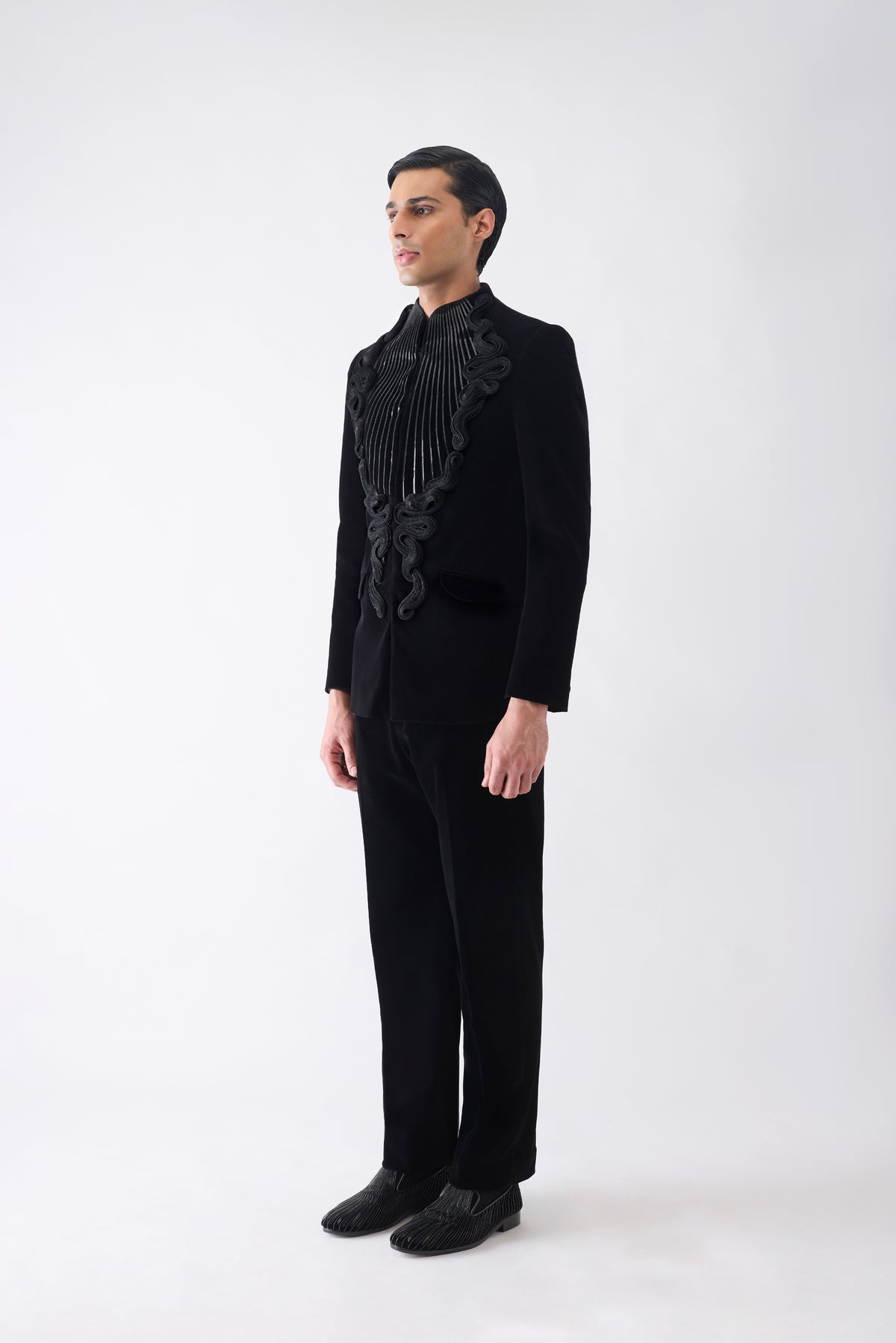 Metallic Bandhgala Set in Velvet