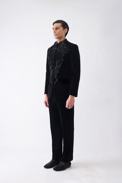 Metallic Bandhgala Set in Velvet
