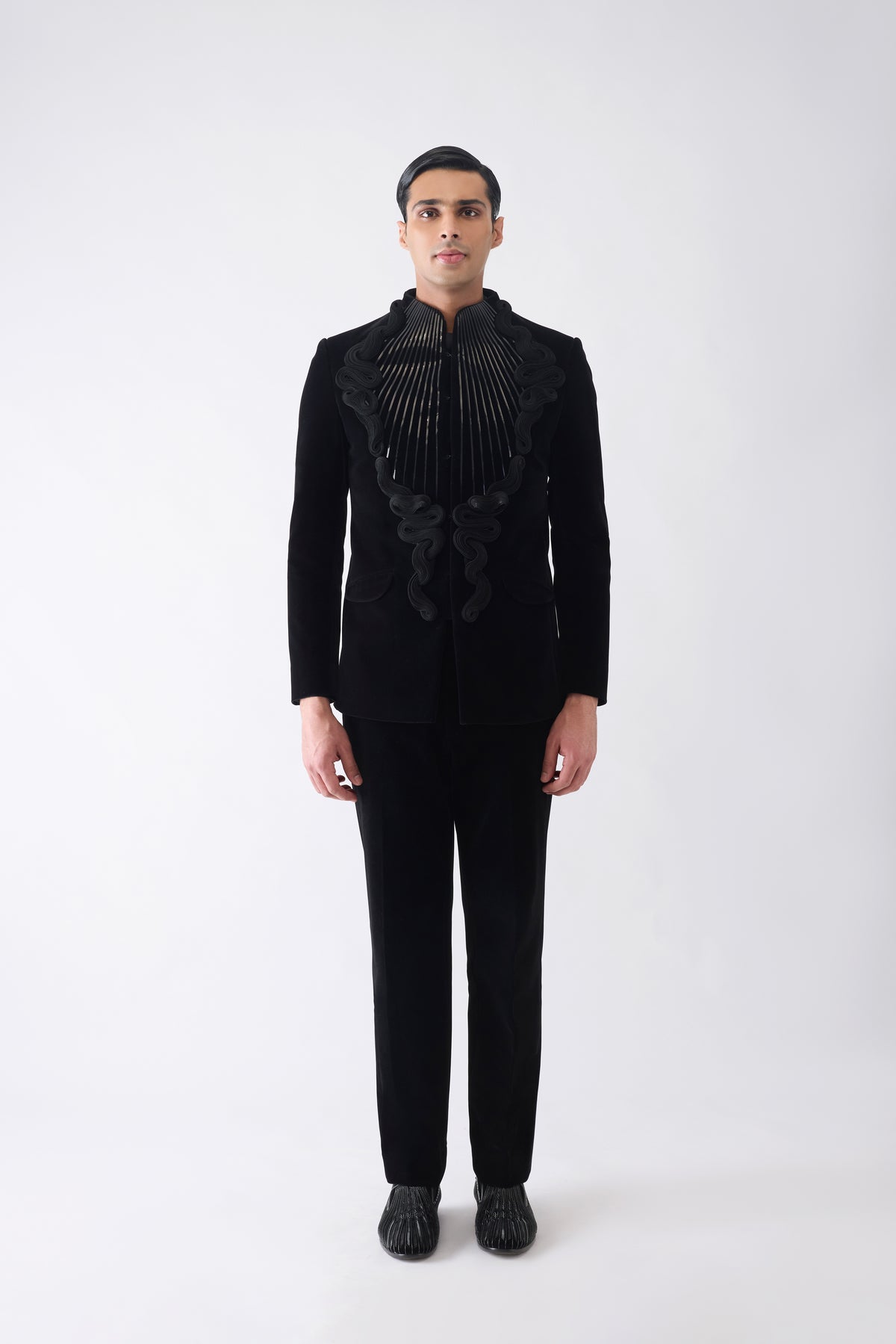 Metallic Bandhgala Set in Velvet