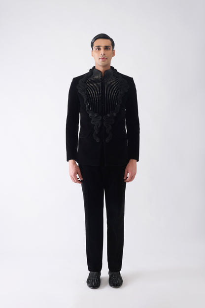 Metallic Bandhgala Set in Velvet