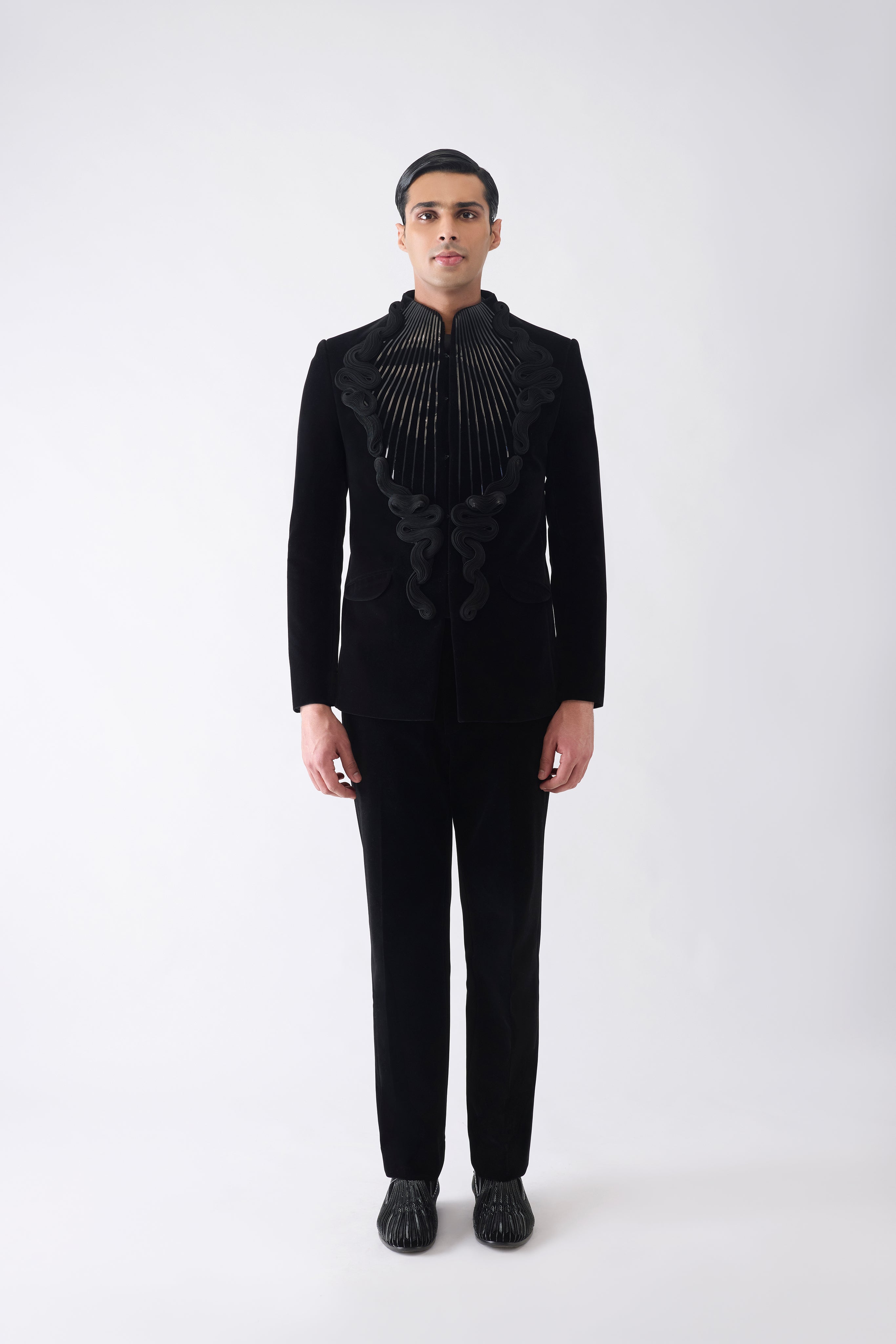 Metallic Bandhgala Set in Velvet