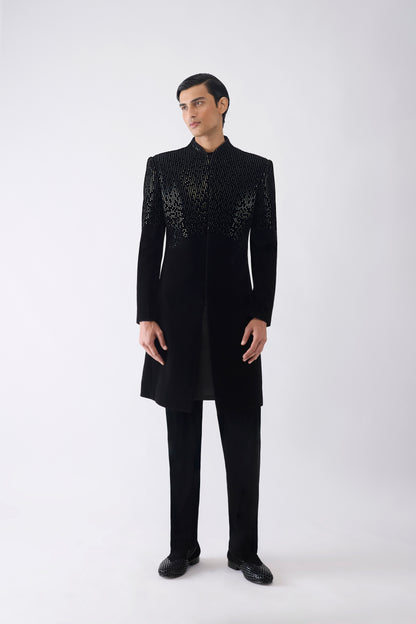 Metallic Pixelated Long Jacket Set