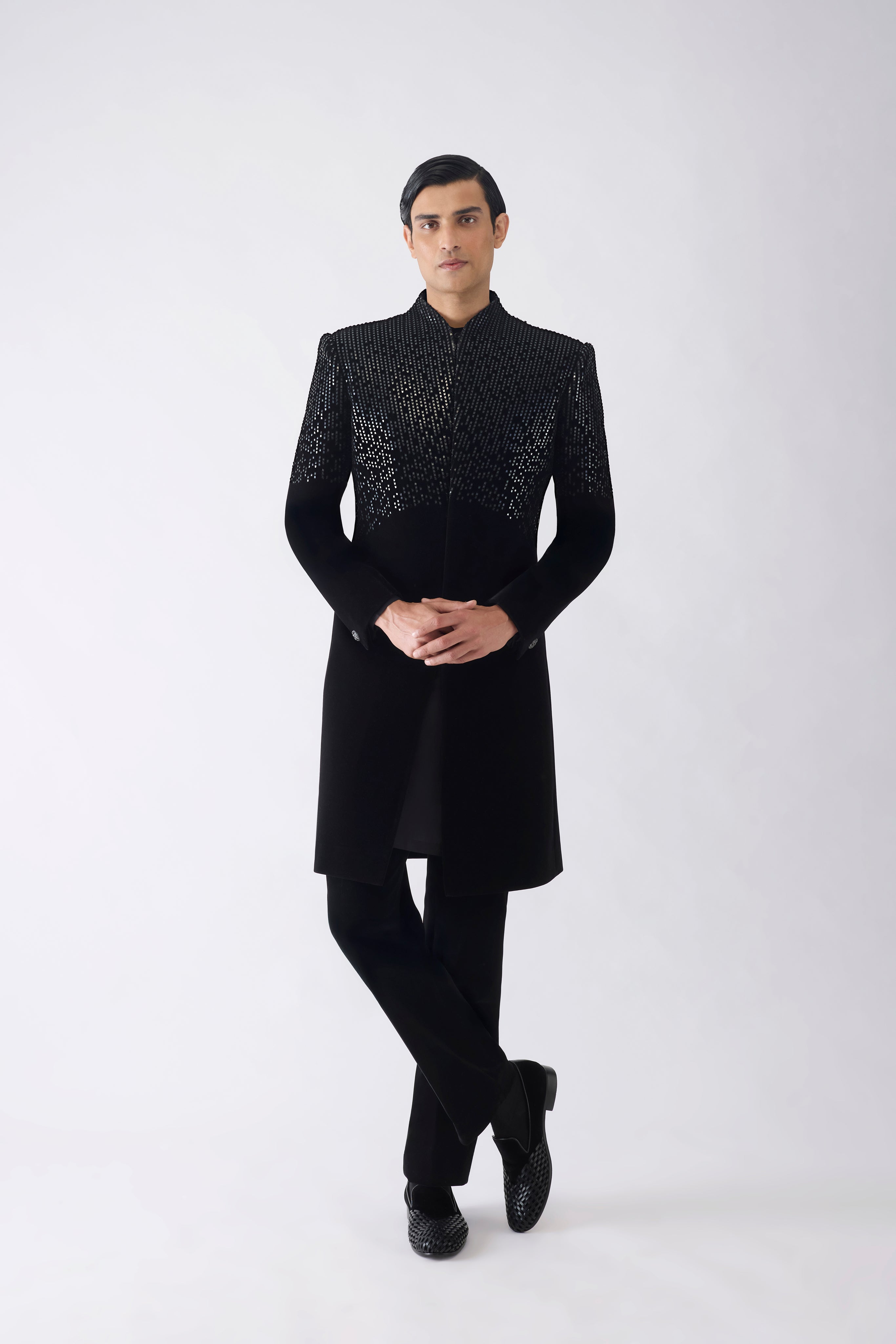 Metallic Pixelated Long Jacket Set