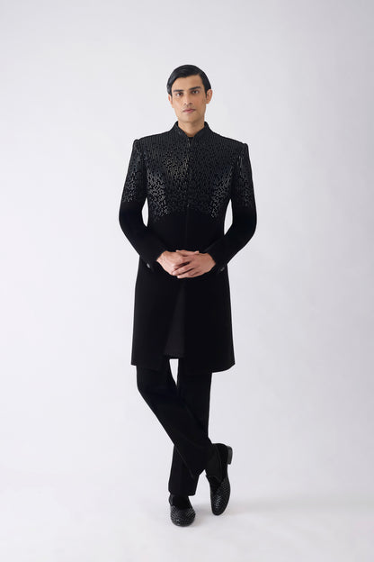 Metallic Pixelated Long Jacket Set