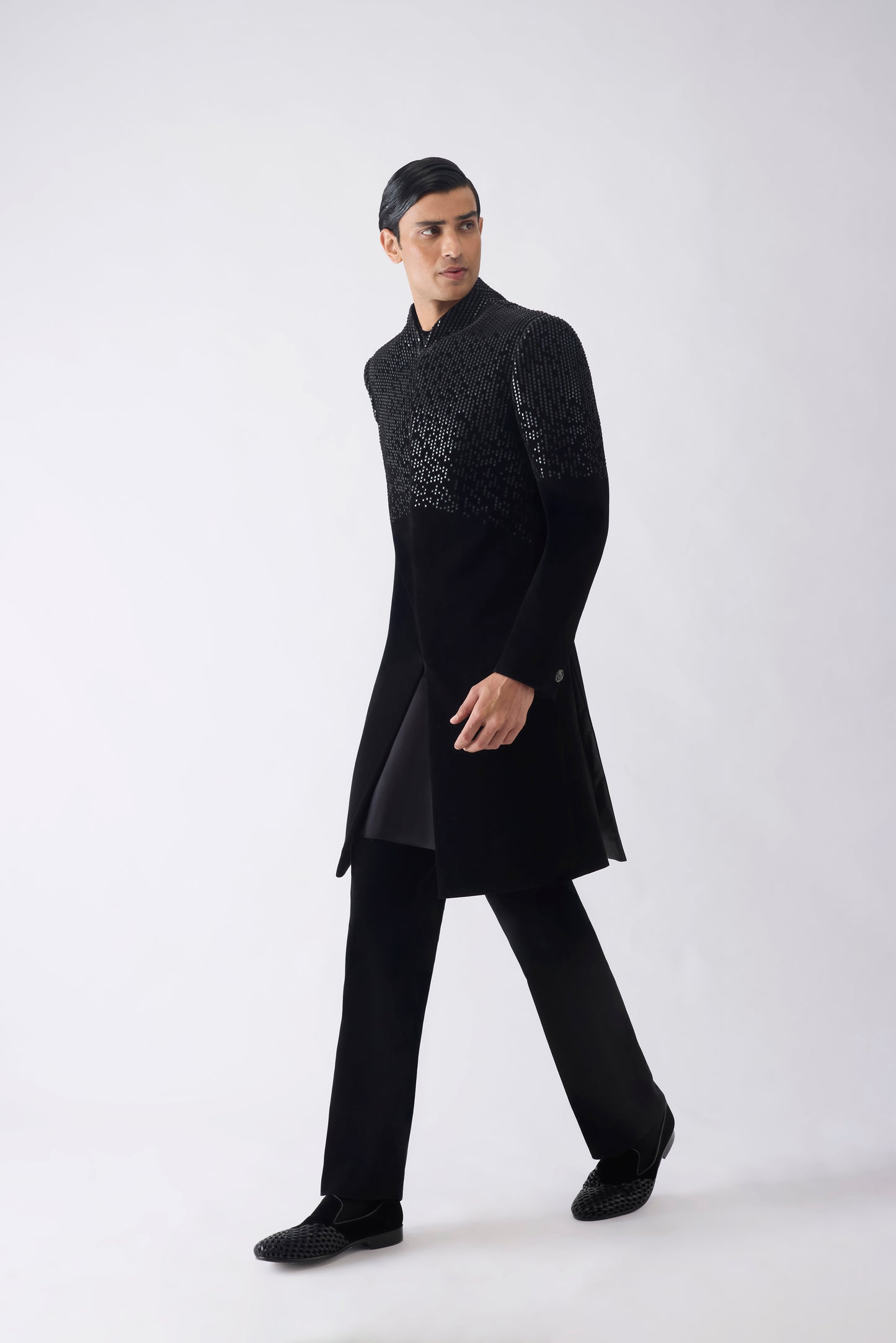 Metallic Pixelated Long Jacket Set
