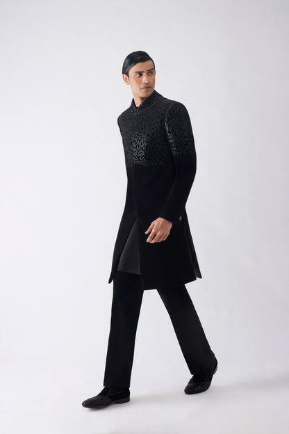 Metallic Pixelated Long Jacket Set