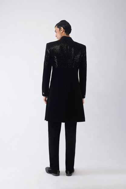Metallic Pixelated Long Jacket Set