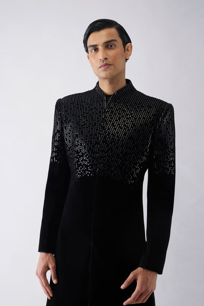 Metallic Pixelated Long Jacket Set