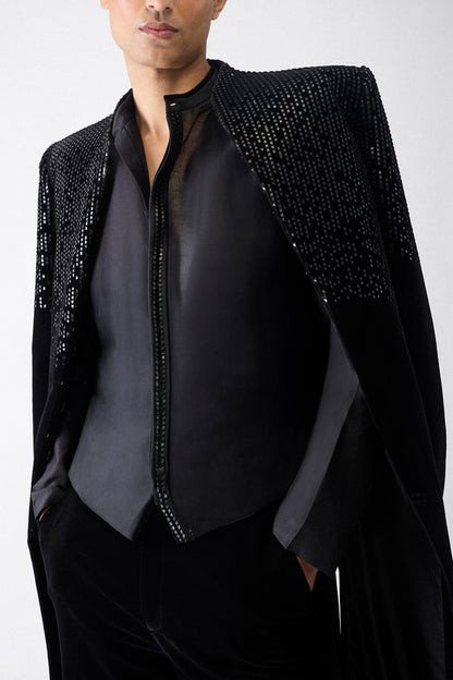 Metallic Pixelated Long Jacket Set