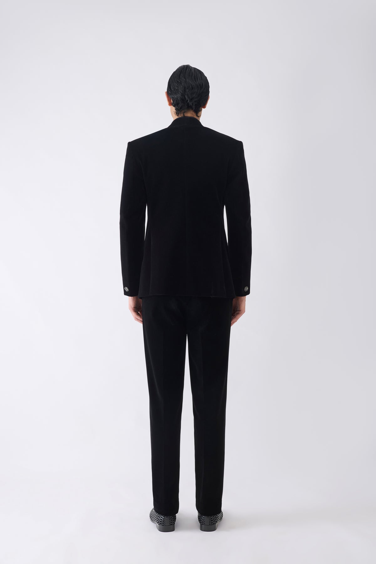 Metallic Micro Pleated Tuxedo Set in Velvet
