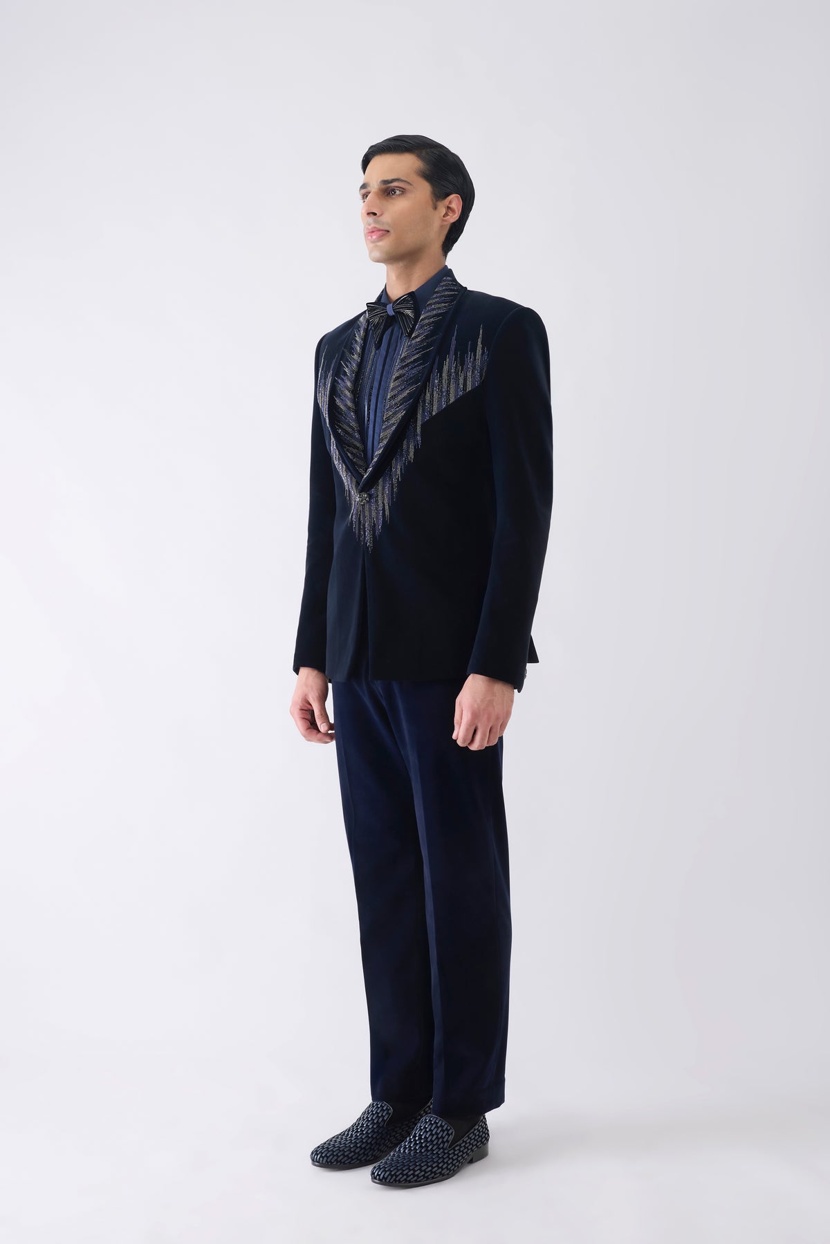Velvet Tuxedo Set With Hand Embroidery