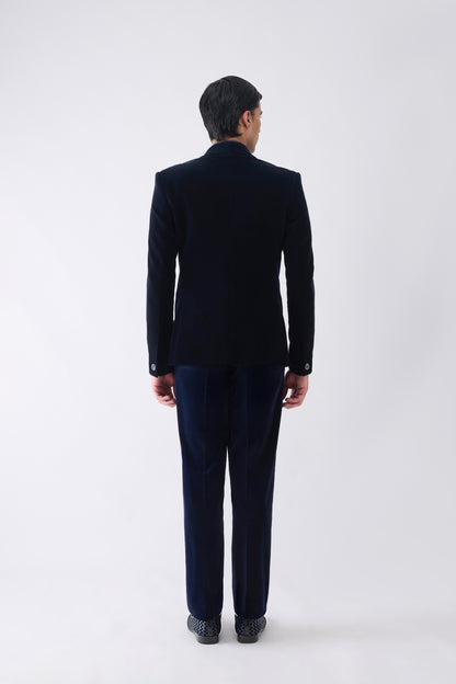 Velvet Tuxedo Set With Hand Embroidery