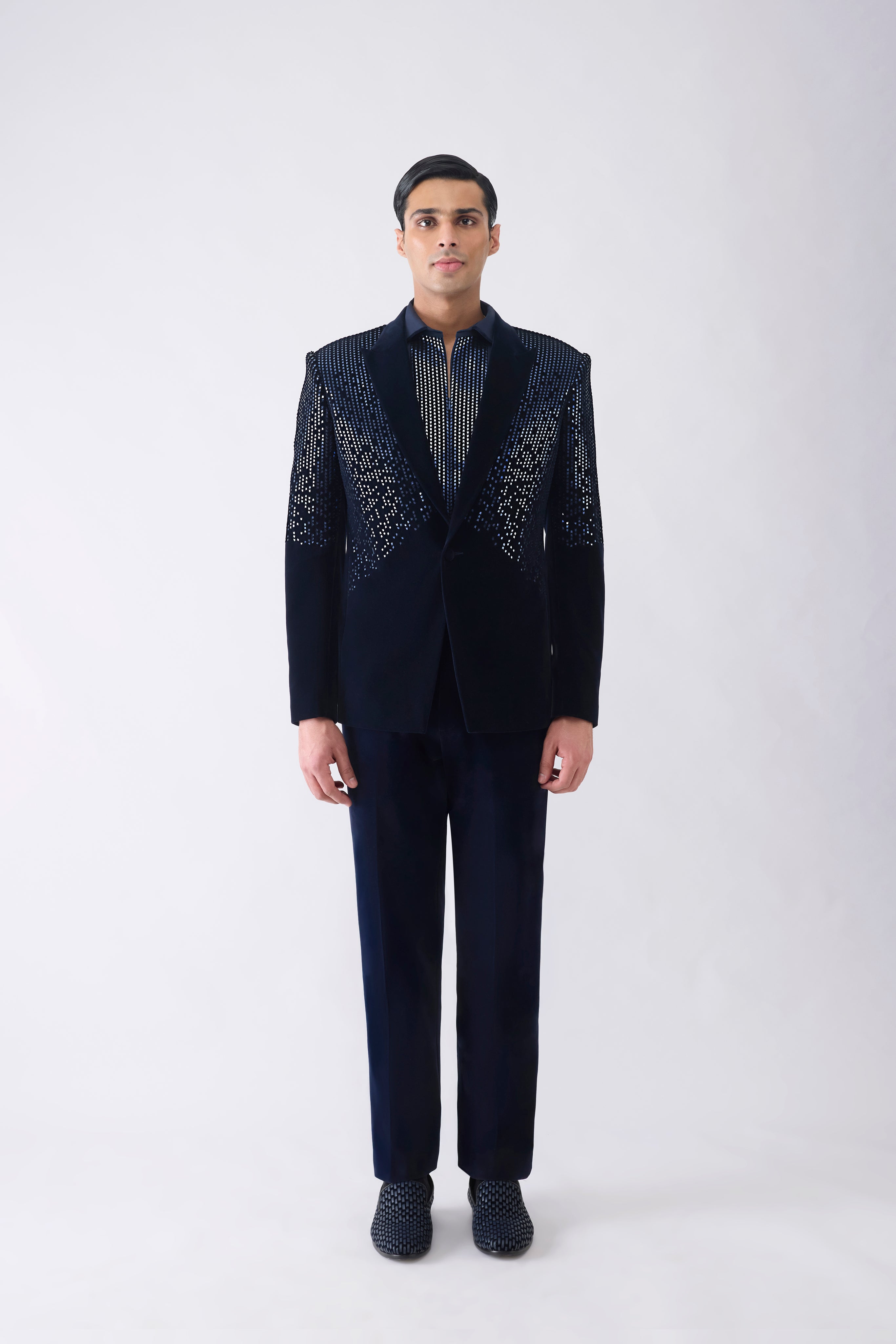 Metallic Pixelated Tuxedo Set