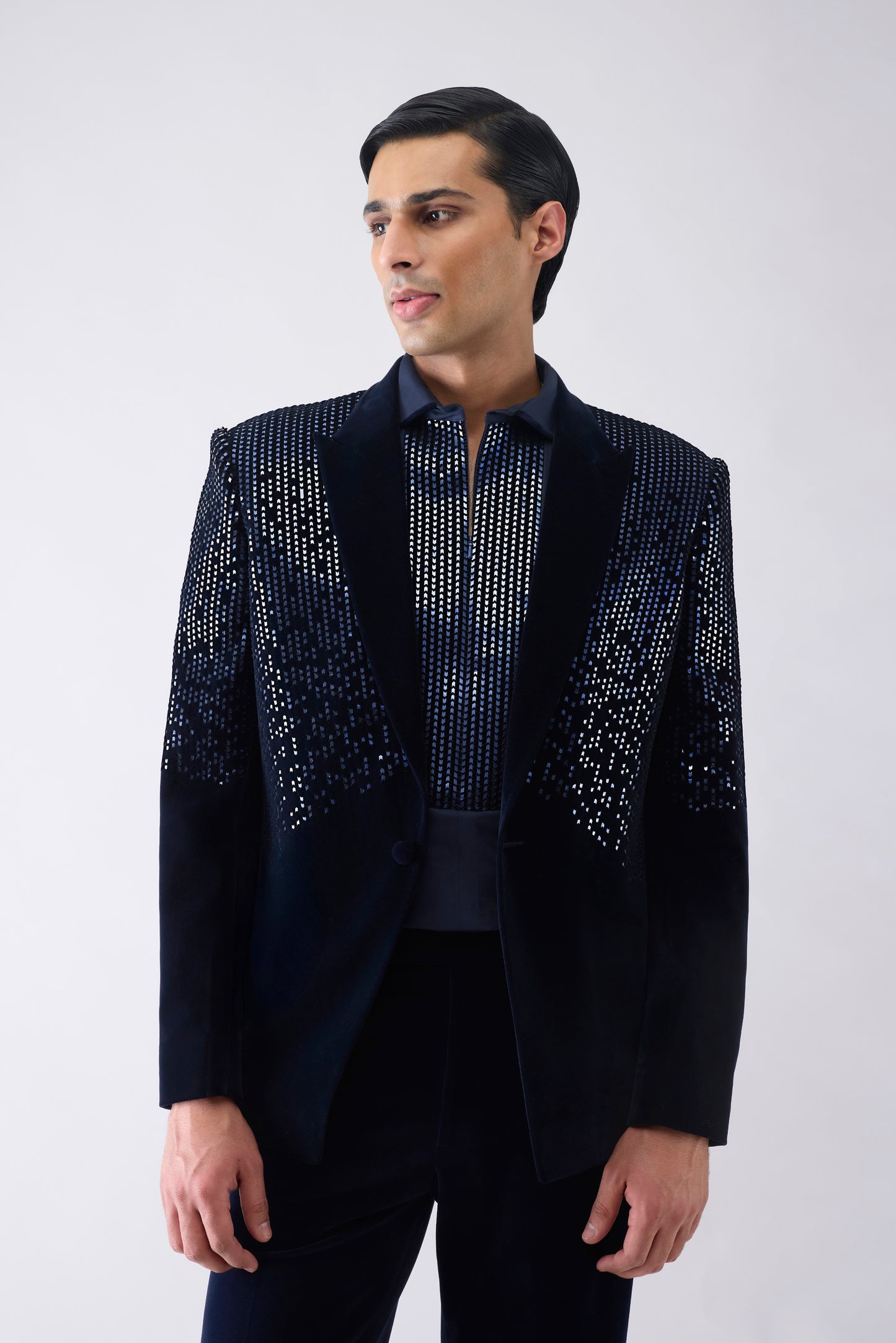Metallic Pixelated Tuxedo Set