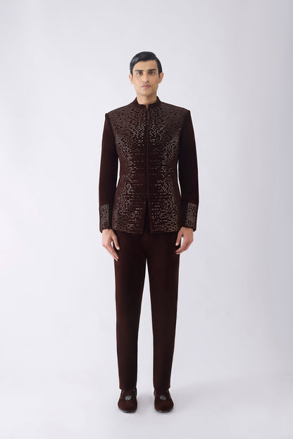 Metallic Pixelated Bandhgala Set