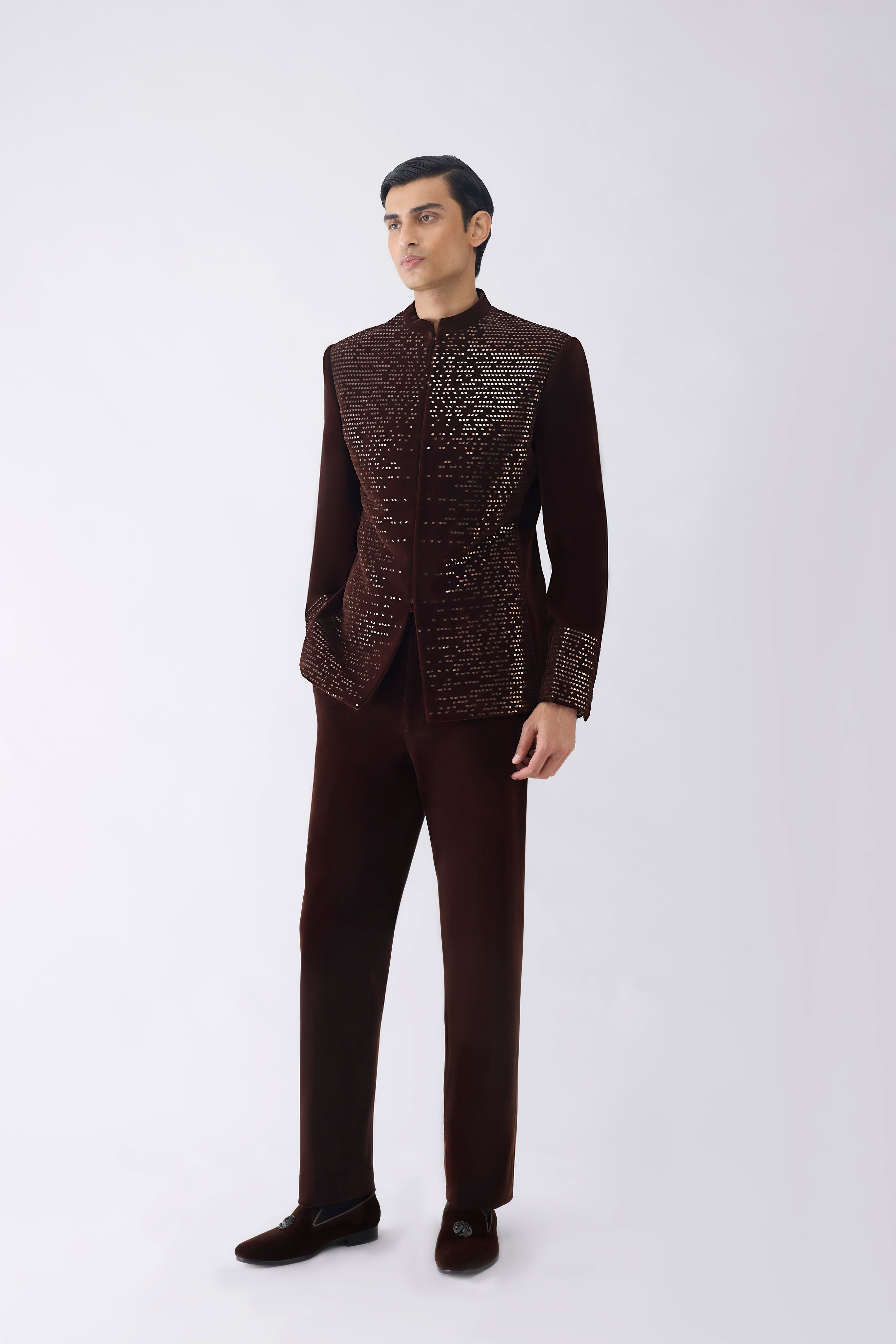 Metallic Pixelated Bandhgala Set