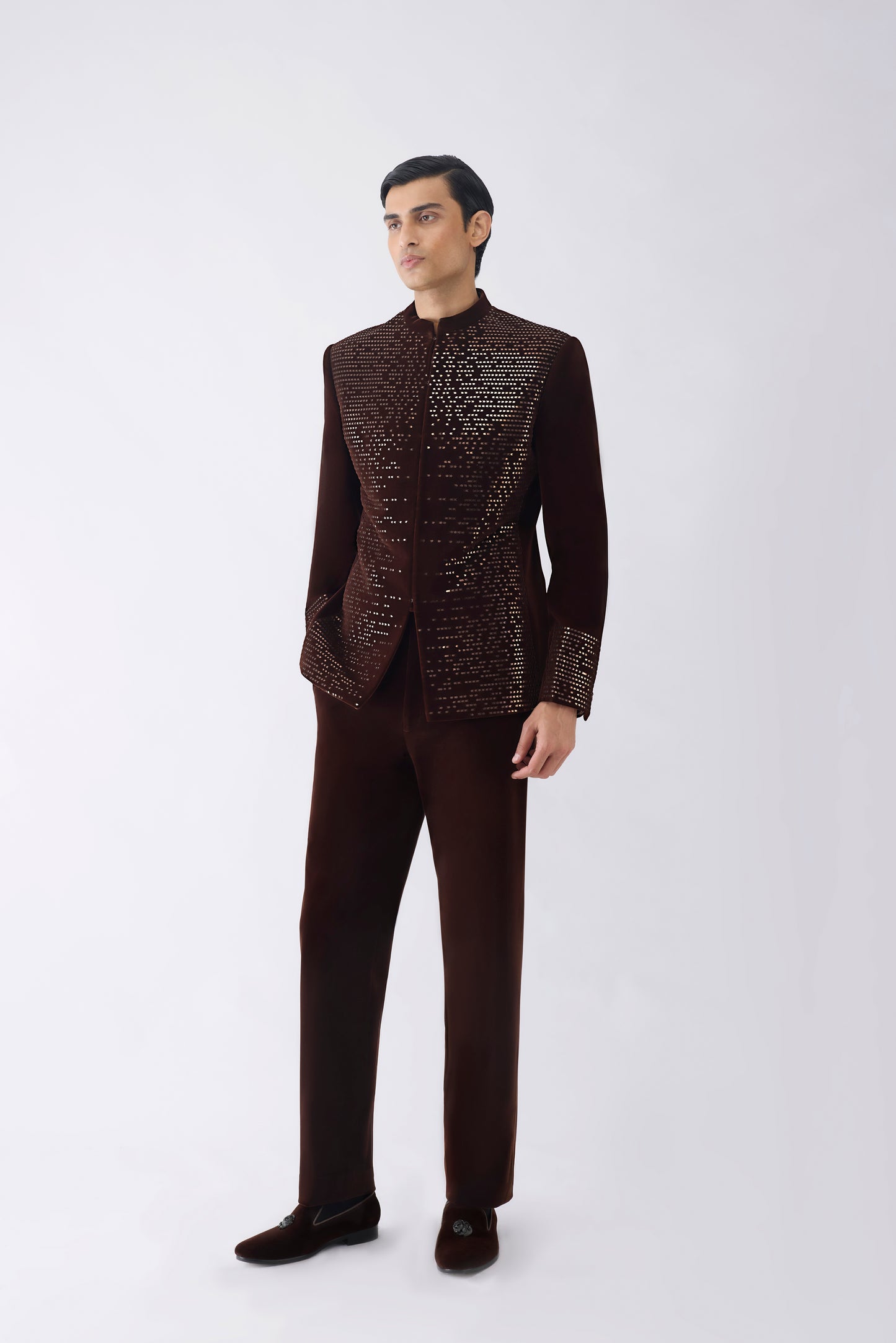 Metallic Pixelated Bandhgala Set