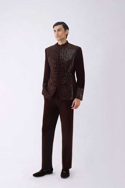 Metallic Pixelated Bandhgala Set