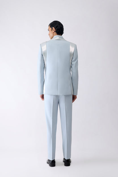 Metallic Micro Pleated Tuxedo Set