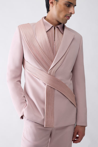 Strata Micropleated Tuxedo Set In Satin Crepe