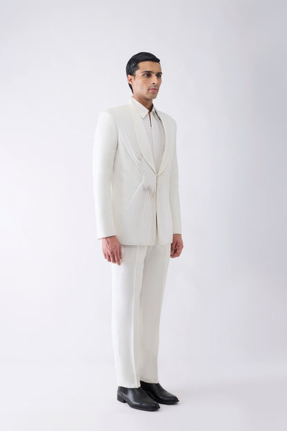 Strata Micropleated Tuxedo Set in Satin Crepe