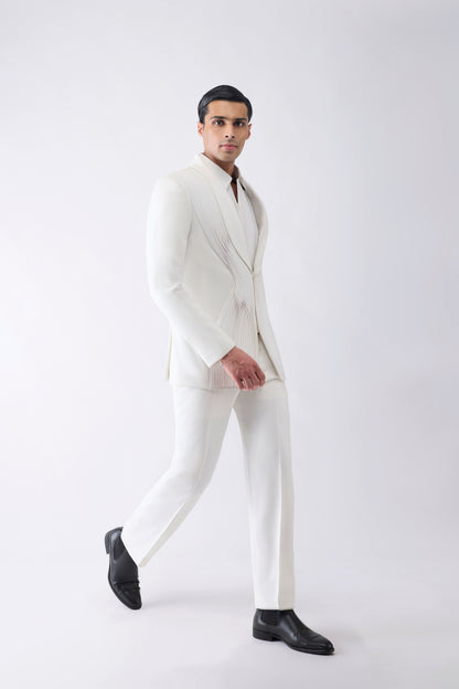 Strata Micropleated Tuxedo Set in Satin Crepe