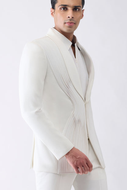 Strata Micropleated Tuxedo Set in Satin Crepe