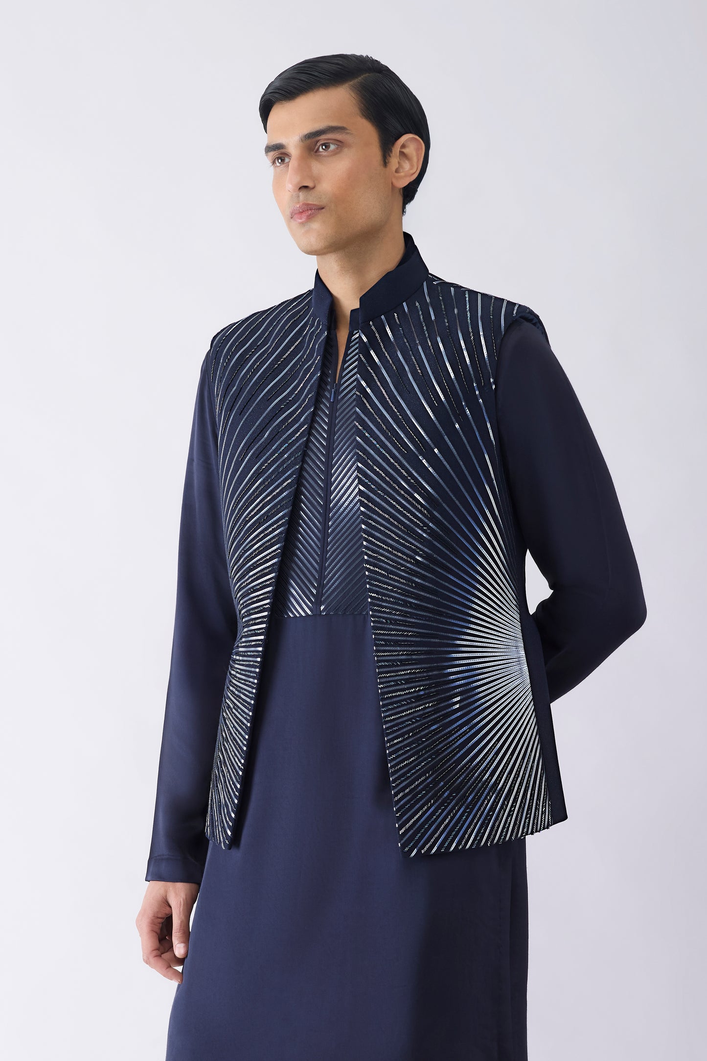 Sunray Metallic Kurta Waistcoat Set