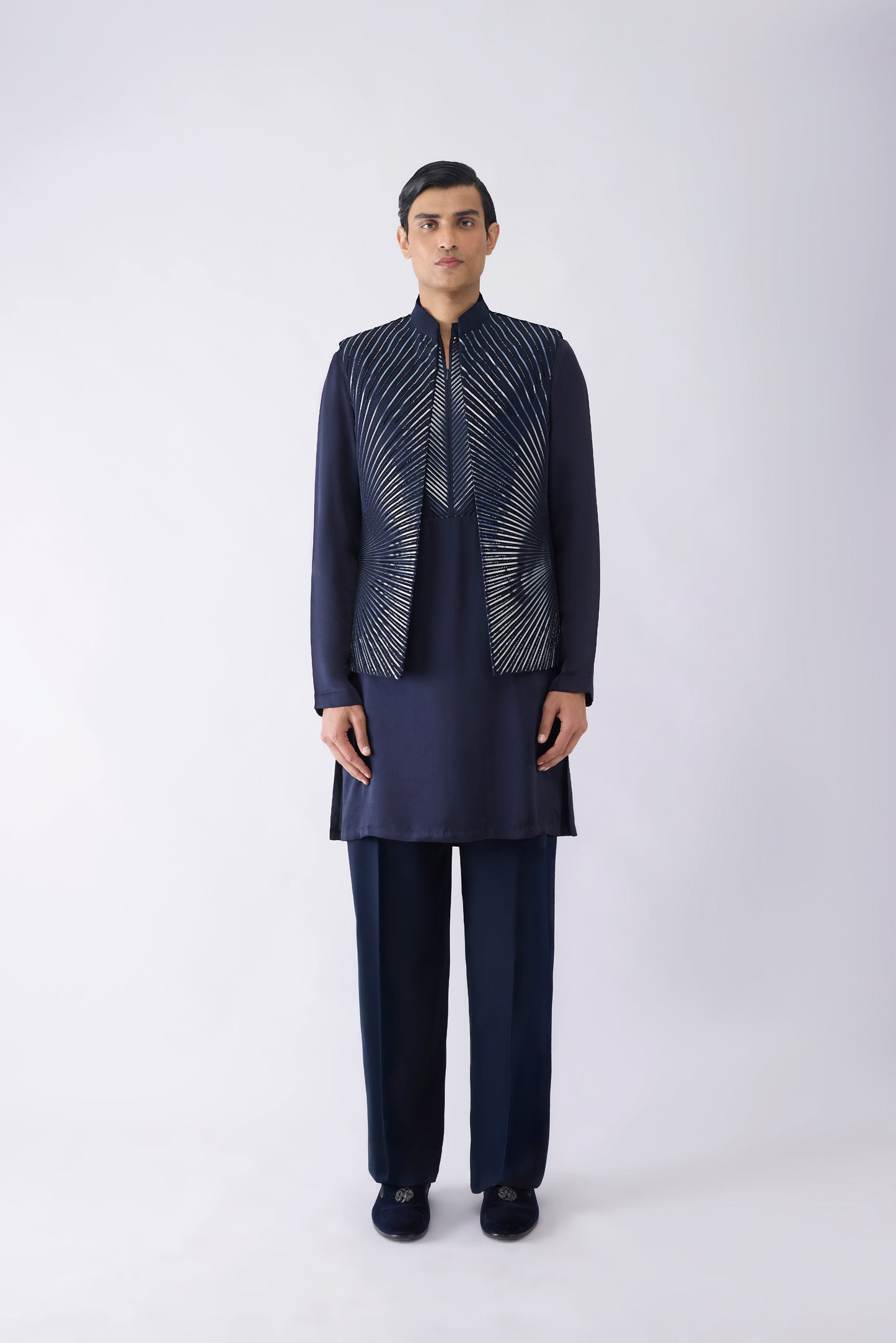 Sunray Metallic Kurta Waistcoat Set