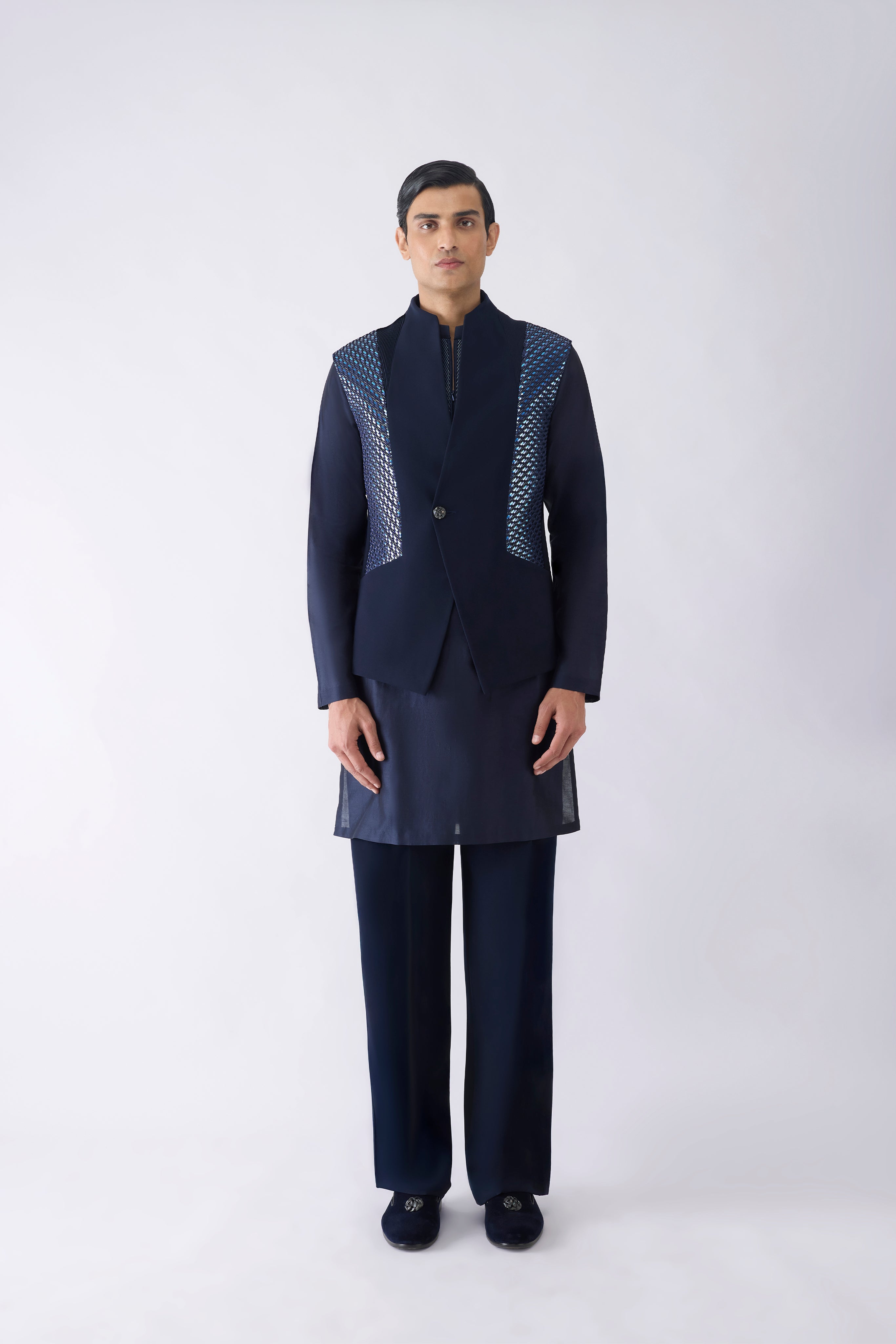 Metallic Hand Woven Kurta Bundi Set