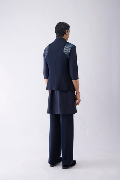Metallic Hand Woven Kurta Bundi Set