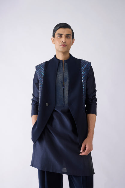 Metallic Hand Woven Kurta Bundi Set