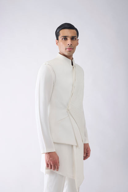 Overlap Corded Kurta Bundi Set