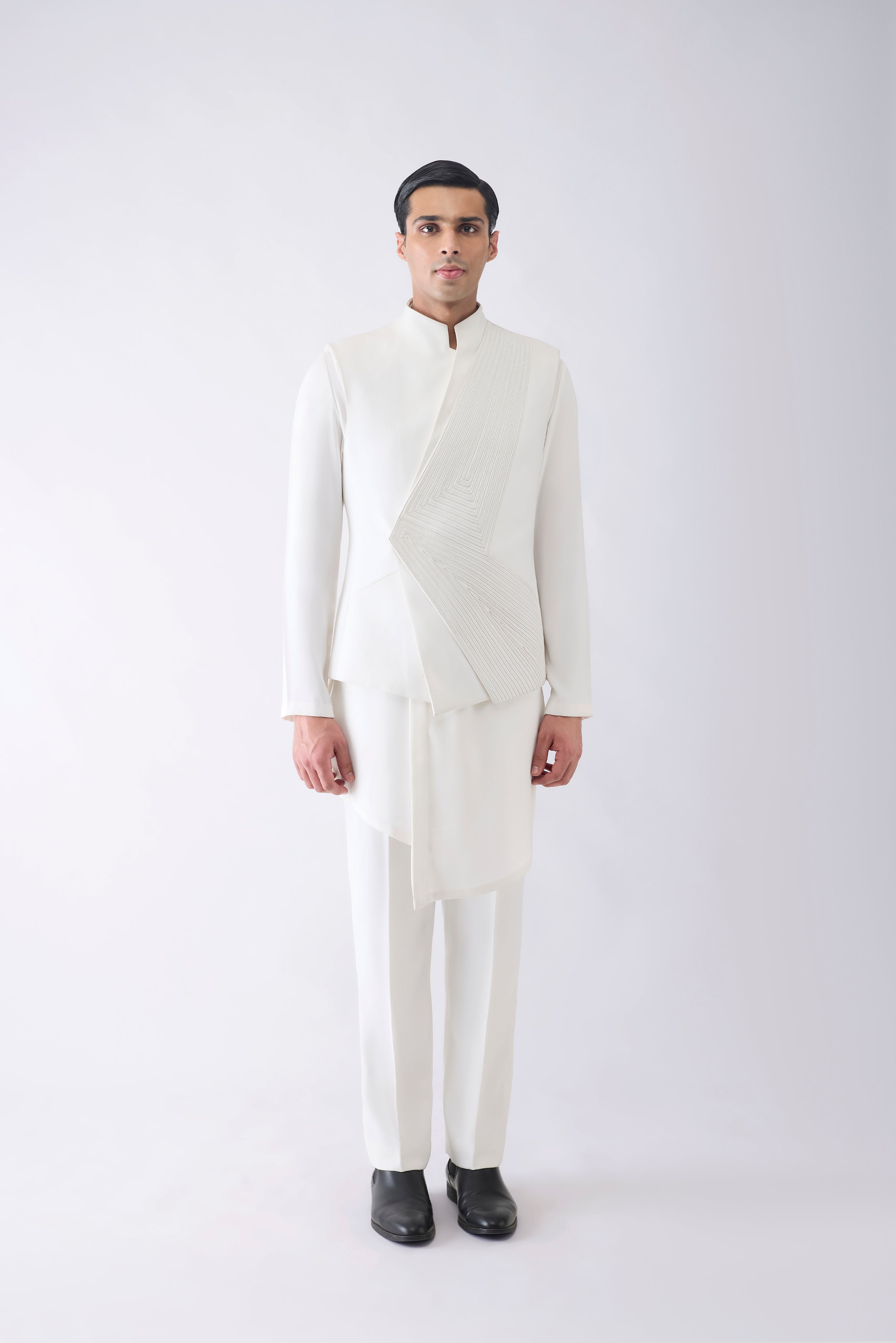 Overlap Corded Kurta Bundi Set